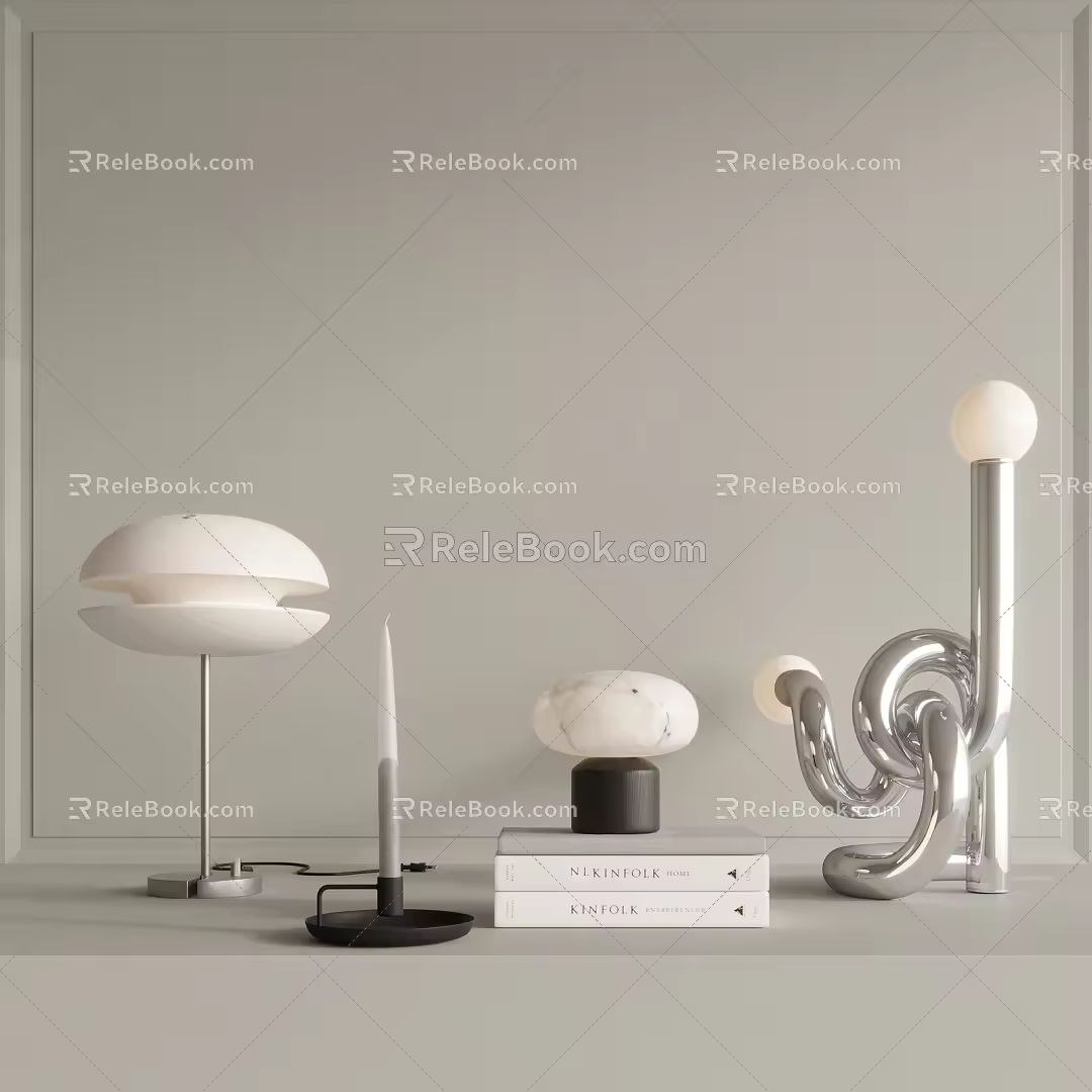 Modern Table Lamp Ornaments Combination Book Candlestick Combination 3d model