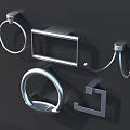 Modern Bathroom Accessories Set With Towel Ring Shelf And Wall Hook 3d model