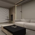 Modern Warm Neutral Living Room With Soft Sectional Sofa And Elegant Ambient Lighting Design