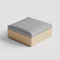 Square Stool With Gray Fabric Cushion And Beige Woven Base Design 3d model