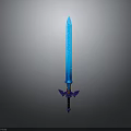 Fantasy Blue Glowing Sword With Decorative Hilt And Sharp Blade Design
