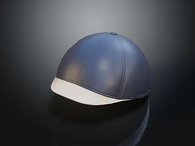 Dark Blue Equestrian Helmet With White Brim And Smooth Leather Like Surface 3d model