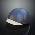 Dark Blue Equestrian Helmet With White Brim And Smooth Leather Like Surface