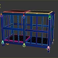 Modern Blue Storage Cabinet With Black Top Metal Frame And Wheels