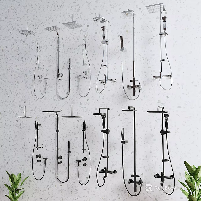 Contemporary Shower Head Designs With Various Styles And Modern Installation Features 3d model