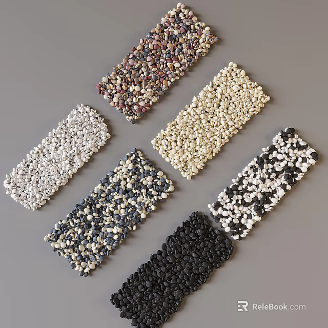 Stone Wood Samples in Various Colors Arranged on Gray Background for Decorative Design Materials 3d model 