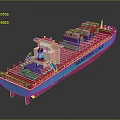 Red And Blue Cargo Ship Carrying Containers For Maersk Line