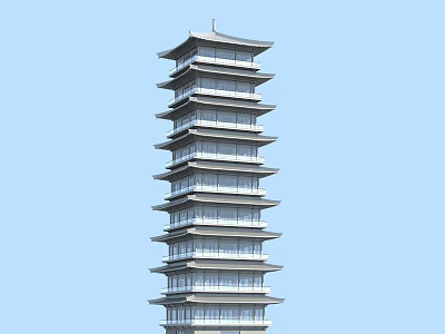 Traditional Chinese Multi Story Tower With Tiered Structure And Flying Eaves 3d model