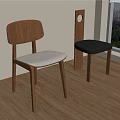 Modern Leisure Chairs With Wooden Frame And Gray Black Upholstered Seats By Window