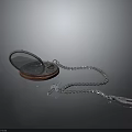 Vintage Pocket Watch Clothing Accessory With Silver Chain Blue Dial And Gear Details