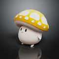 Cute Cartoon Mushroom Character With Yellow Spotted Cap And Smiling Face