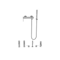 Modern Bathtub Fixtures With Wall Mounted Faucet And Handheld Shower Chrome Finish