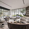 modern reception area sales department hall reception hall lobby front desk sand table area sales department chandelier negotiation area 3d model