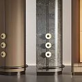 Modern Exhibition Hall Decorative Columns With Wood Marble And Lighting Design