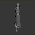 Futuristic Metallic Weapon Design With Mechanical Grip And Barrel Structure