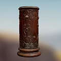 Elegant Wooden Pillar With Intricate Carved Patterns And Round Top Design