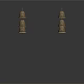 Five Bells With Red Tassels As Household Items On Black Background