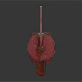 Vintage Red Rusted Manual Water Pump As Industrial Equipment With Cast Iron Structure