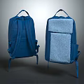 Stylish Blue Backpack Design With Front Textured Fabric Panels And Adjustable Straps 3d model