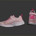 Light Pink Kids Casual Shoes With Mesh Upper Velcro Strap And White Sole