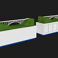 Commercial Display Equipment with White Counters Green Turf Bridge Structures Blue Edges and Cabinet Doors