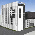 Modern Office Building Exterior With Glass Curtain Walls Black White Facade And Landscaped Parking Area