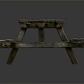 Outdoor Public Wooden Picnic Table With Attached Benches For Park Area Use
