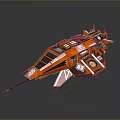Red Sci Fi Spaceship With Streamlined Design Number 09 Weapon And Thrusters 3d model
