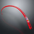 Red Roller Coaster Track With Small Car Moving Along Curved Rail 3d model