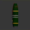 Green Tactical Bomb With Yellow Rings Red Wire And Silver Metal Casing