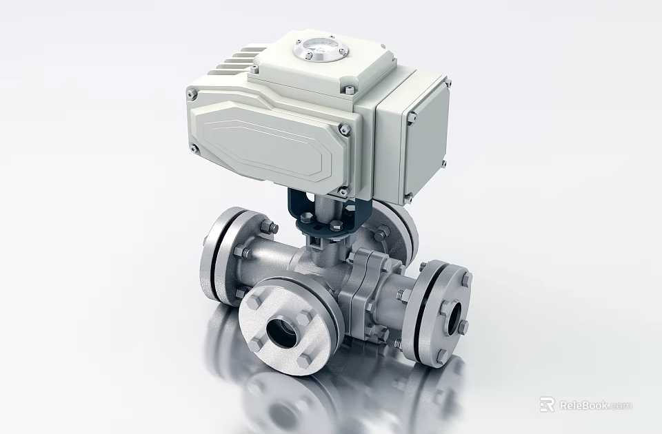 Industrial Electric Valve With Metal Body Control Unit And Flange Connections 3d model 