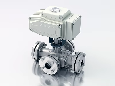 Industrial Electric Valve With Metal Body Control Unit And Flange Connections 3d model