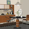 Modern Dining Table Set Interior Design With Chairs Pendant Lamp Flower Vase And Window View