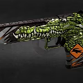 Decorative Gun Design With Crocodile Pattern Green Black Orange Textured Details