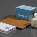 PAPERETINO Tissue Products with Blue Box Wooden Tray and Polka Dot Tissue Holder