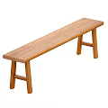 Long Solid Wood Bench With Simple Design And Sturdy Structure For Indoor Use 3d model