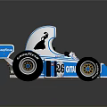 Blue White Race Car Number 26 Featuring Woman Silhouette Logo Goodyear Tires Gulf Oil
