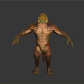 Red Muscular Lion Head Mythical Creature 3D Model With Detailed Body