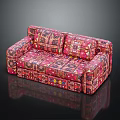 Pink Sectional Sofa With Vibrant Colorful Patterns And Bohemian Design Details