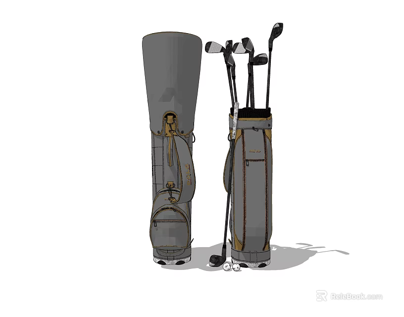 Professional Golf Sports Equipment Set With Clubs And Carry Bag 3d model 