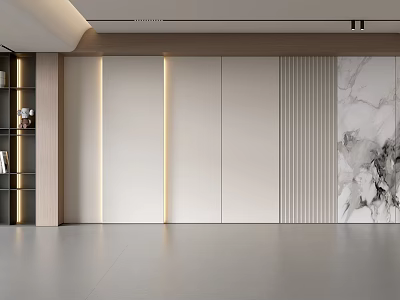 Modern Background Wall Design For Interior With Light Strips And Marble Texture Panels 3d model