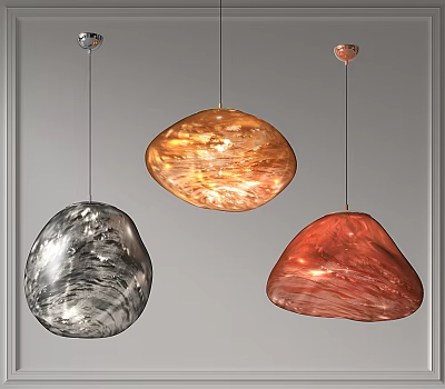 Modern Irregular Shaped Colorful Glass Pendant Lights With Glossy Finish For Interior Decor 3d model