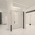 Modern Minimalist Clothing Store Interior With Metal Racks Mirrors And White Speckled Flooring