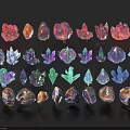 Various Colored Stones and Wood Display with Crystals Agate and Different Shapes