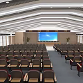 Modern Conference Room Featuring Rows of Comfortable Chairs and Front Large Digital Screen