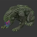 Sci-Fi Reptilian Creature With Armored Body Sharp Claws And Dripping Textures 3d model