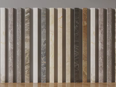 Variety of Decorative Columns With Different Natural Stone Textures and Color Tones 3d model