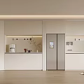 Modern Wine Cabinet with Minimalist Design Wooden Shelves and LED Lighting in Kitchen