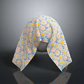 Colorful Floral Headscarf With Blue Background And Yellow Pink Daisy Patterns