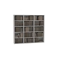 Books And Magazines Arranged On Wooden Shelves With Various Sizes And Stacked Design